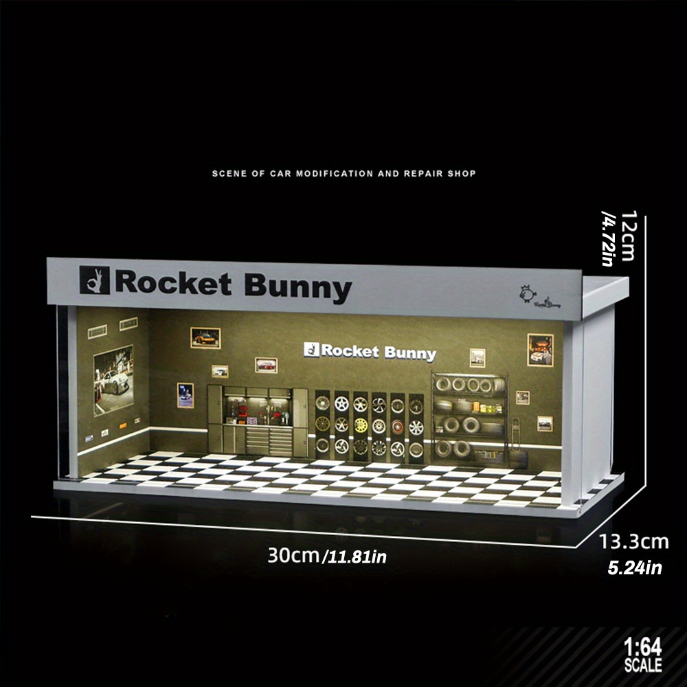 Kicarmod Scale Shop And Graffiti Garage And Retro Scene, Miniature Scene Multi-parking Car Model Storage Scene Display Box (excluding Cars And Dolls), Used For Photography Ornaments, Car Model Storage