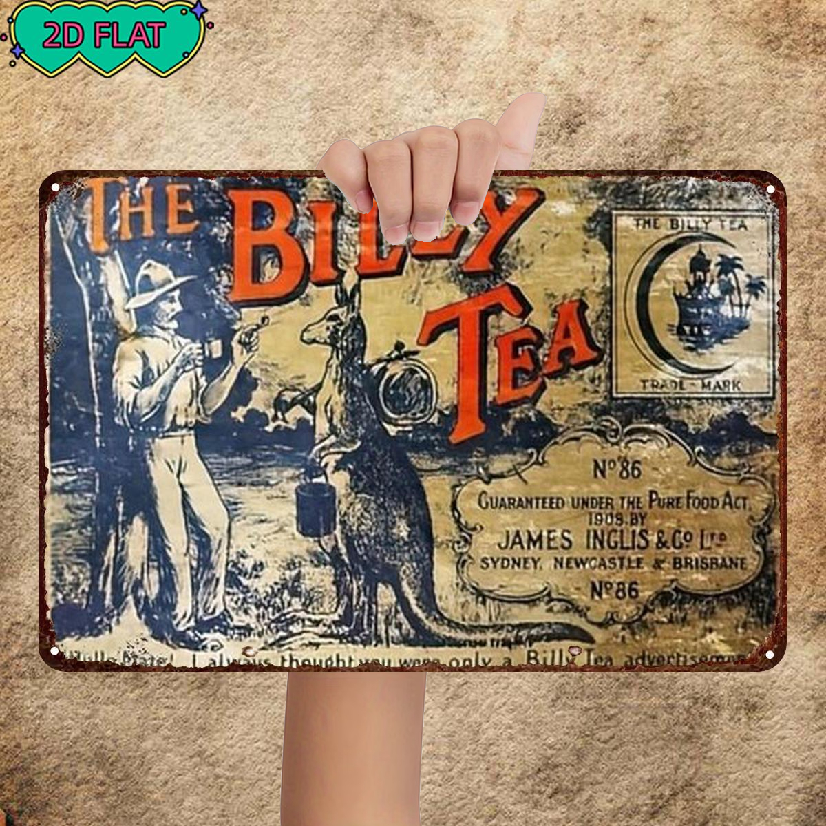 TEMU 2d Flat 1pc, "the : A Vintage Australian Icon", Metal Tin Sign, Size (8"x12"/20cm * 30cm) Decorative Paintings/room/restaurant/bar/door/garage