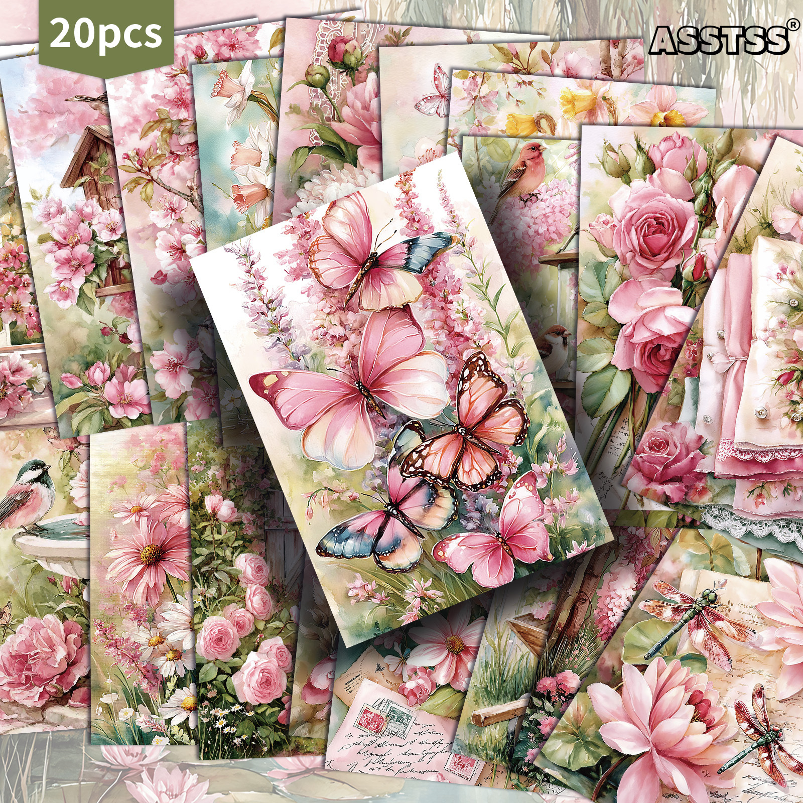 TEMU 20-pack Asstss Vintage Cottage Garden Postcards - 4x6 Inches Retro Junk Journal Supplies, Classic Pinup Illustrations Collectible Decorative