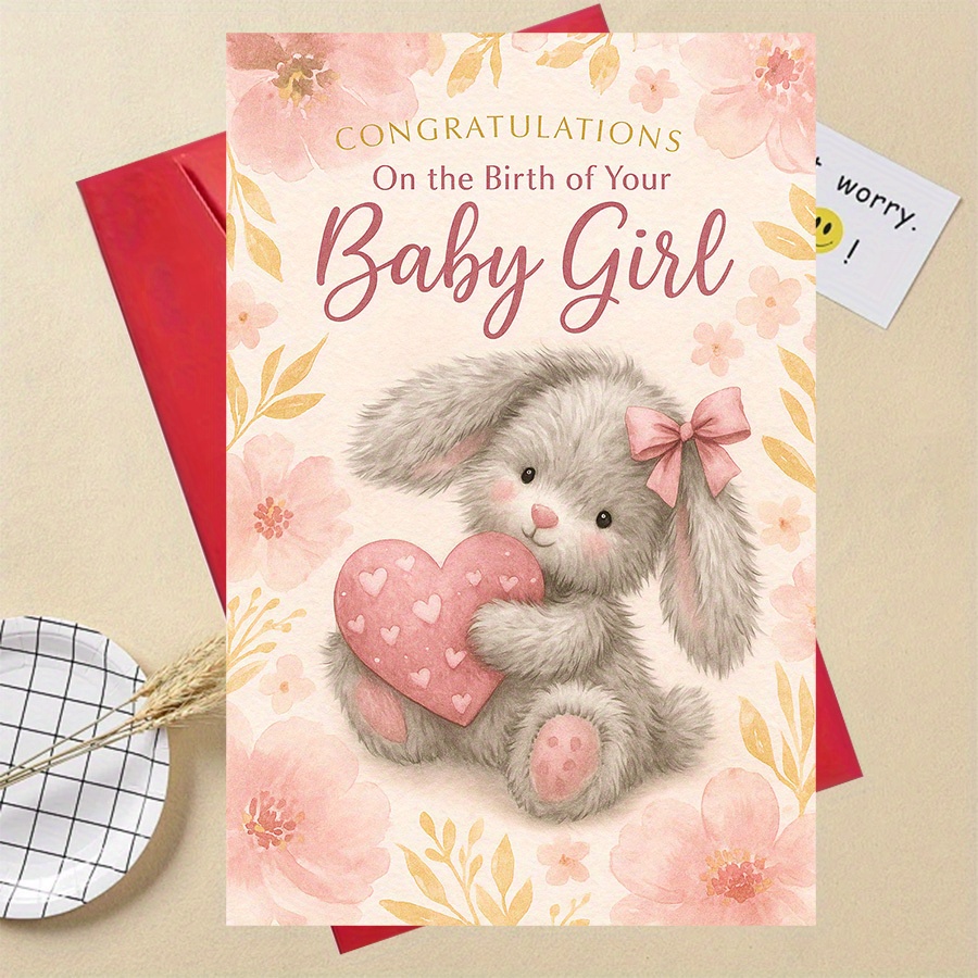 Thank You Congratulations Card for Baby Girl Birth Gift