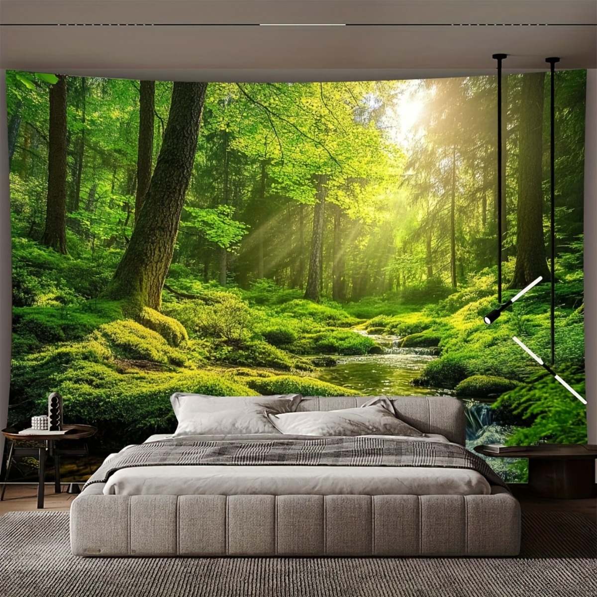 Realistic Forest Valley Tapestry Wall Hanging Nature Backdrop_voghion.com