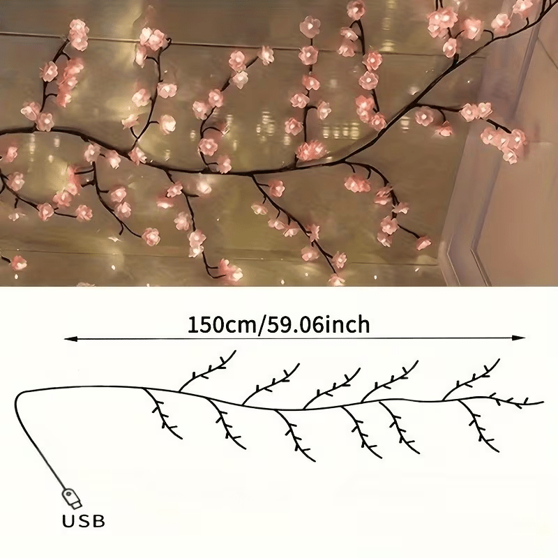 104 bulb cherry   vine string lights 52pcs leds and 52pcs cherry   glowing cherry tree branch lights   cherry vine lights led branch lights 8   of flashing usb powered indoor atmosphere decorative lights Product details 2