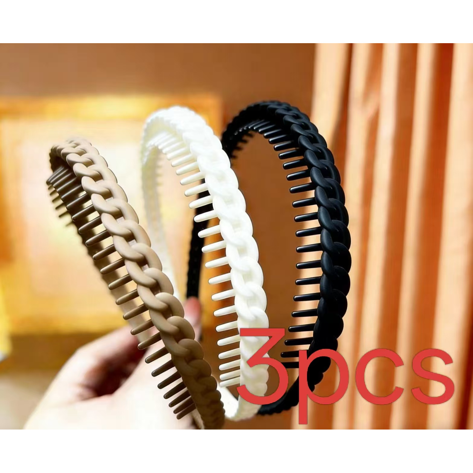 TEMU Fascie per capelli dentate antiscivolo in 3 colori - Cerchietti durevoli in plastica e resina, ideali per viaggi e lavaggio del , accessori per