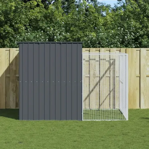 heavy duty galvanized house with run weather resistant outdoor kennel for medium dogs pet shelter with secure latches no wood construction easy assembly 84 3 x99 6 x71 3 dog kennel furniture durable construction