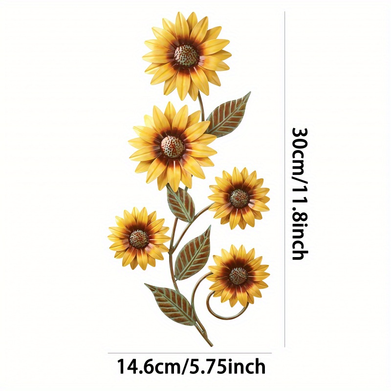 TEMU 1pc Metal Sunflower Outdoor Wall Decor, Colorful Rust-resistant Silhouette Artwork For Fence And Garden Yard Ornamentation