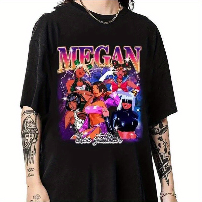 

Meggan Thee Vintage 90s Anime-inspired Cotton T-shirt - Casual, With Crew Neck & Printed Design For Men