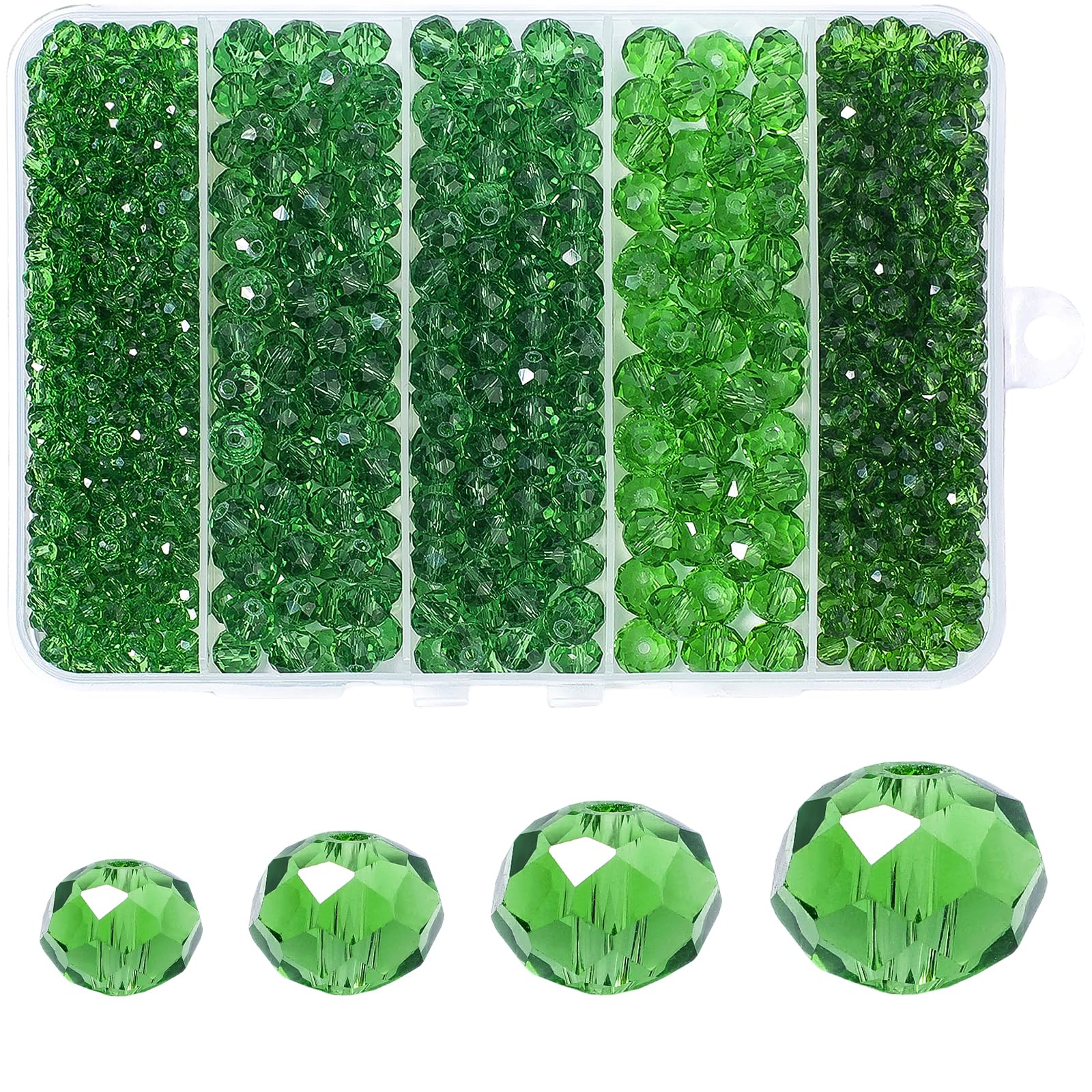 TEMU 2D Flat - 850pz Perline in Vetro da 3/4/6/8Mm per Creazione Gioielli, Rondelle Facettate, Perline Piatte per Braccialetti, Collane, Orecchini,