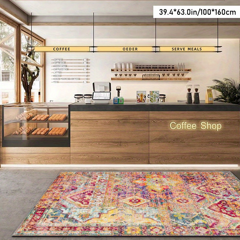TEMU Soft Velvet   Dot Plush 1pc Exquisite Vintage Pattern Rug, Area Carpet Suitable For Living Room, Bedroom, Study, Garden, Balcony, Shop, Office,
