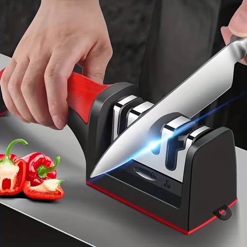1pc four stage professional knife sharpener 4 in 1 manual quick sharpener with coarse grinding fine grinding and polishing functions suitable for kitchen knives rv kitchen accessories outdoor and food trucks