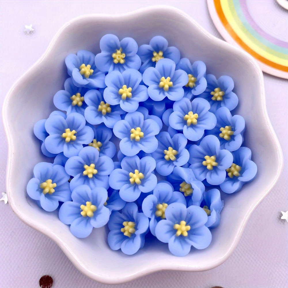 Image of 40pcs Random Mixed Resin 3d Colorful 14mm Flower Gemstone Flat Back Wedding Appliqué Jewelry Crafts Additions