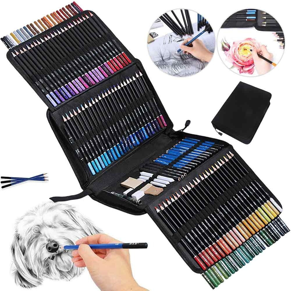 Wooden Colored Pencils 145 Artist's Complete Kit Including 120 Colored Pencils, Sketch Pencils, A5 Sketchbooks, Zipper Bags, Ideal For Painting, Art Projects, Beginners, Professionals, Birthday Gifts