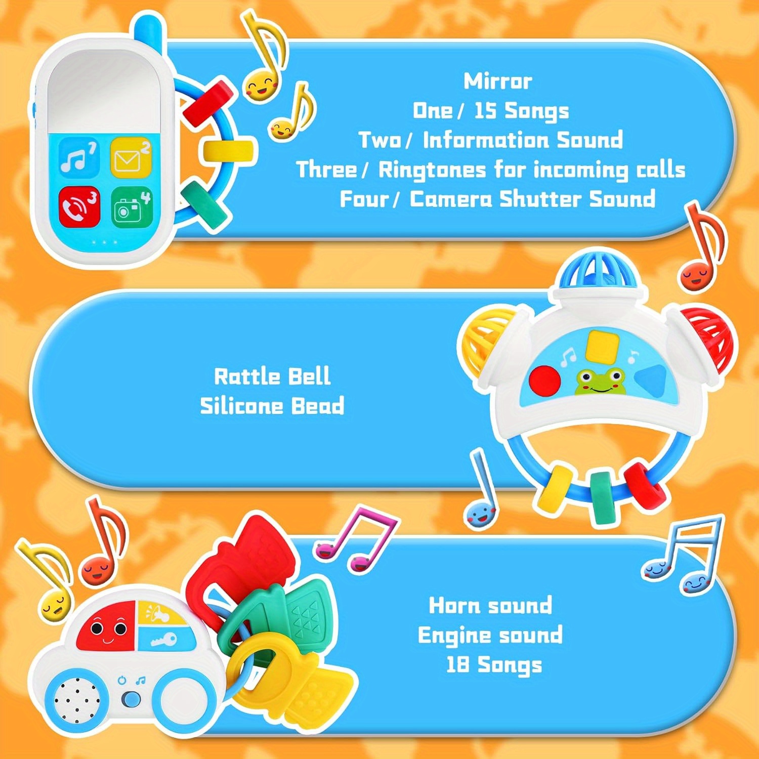 Kids Musical Rattle Car Key Piano Toy