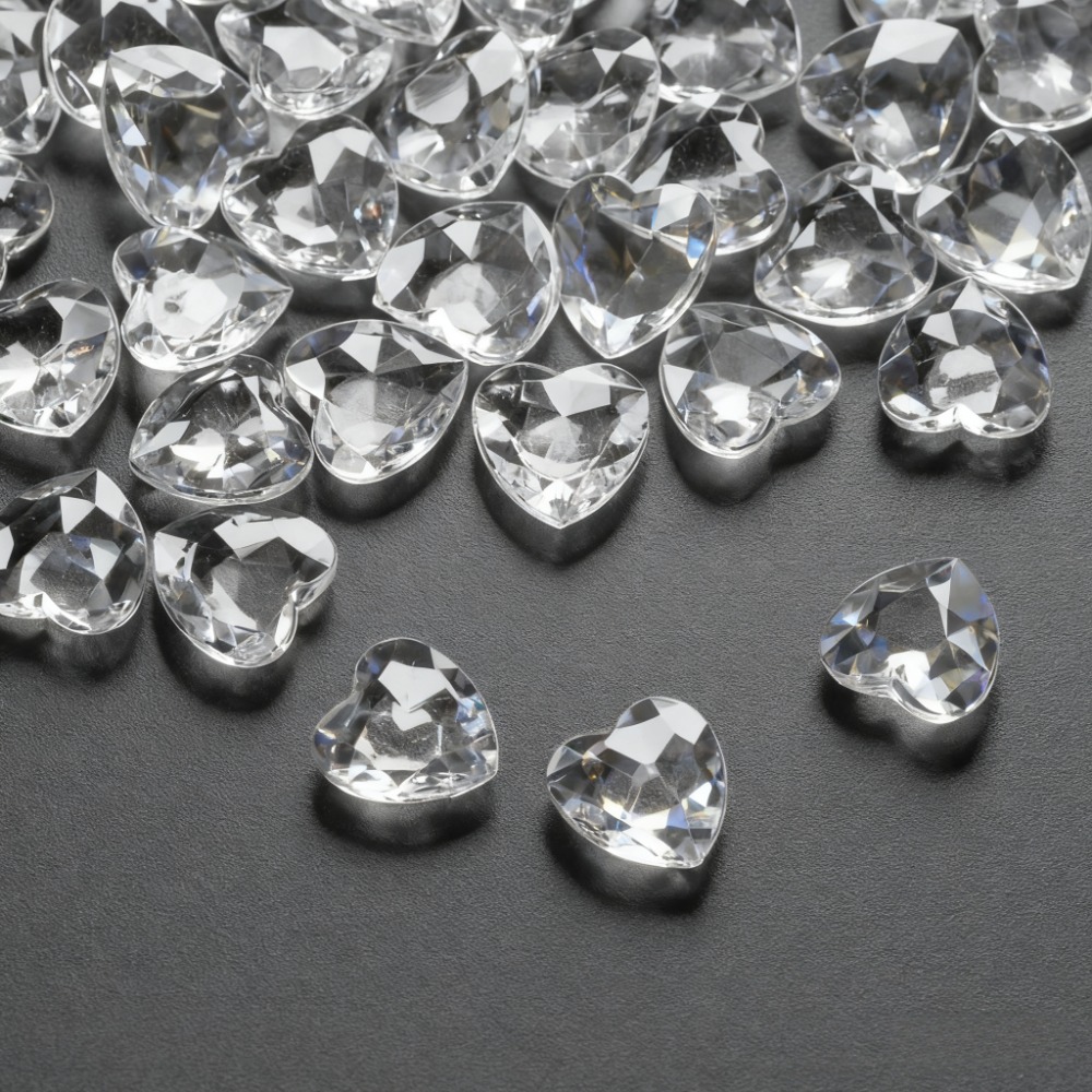 E-shop 220 Stk. funkelnde herzförmige Diamantkristalle - 12 mm glitzernde Konfettisteine | Premium Vasenfüller für DIY-Deko, Weihnachtsgeschenke,