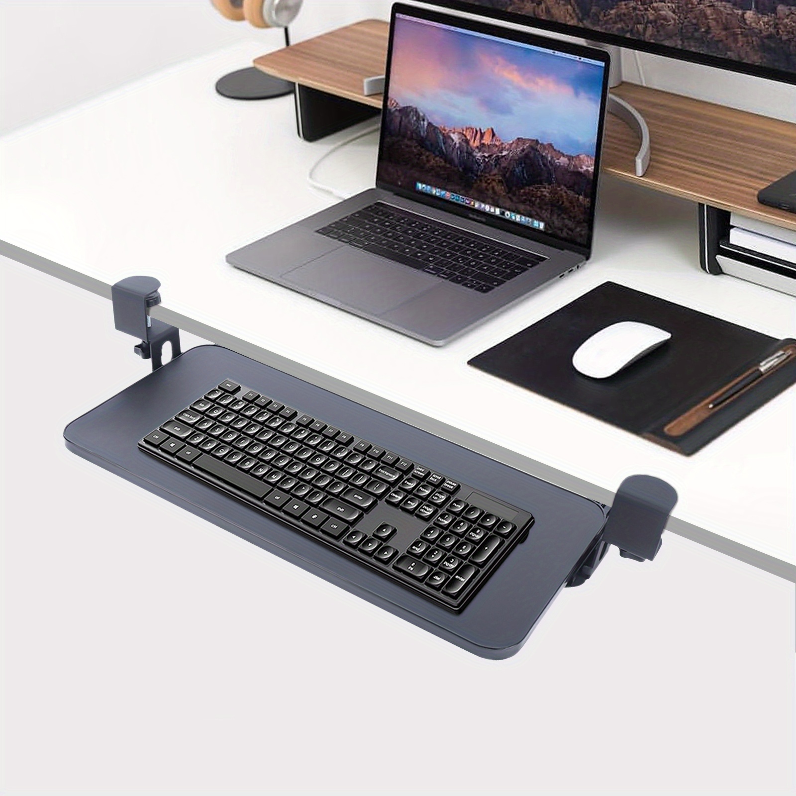 TEMU Keyboard Tray, Under Desk Extendable With C Clamp, Stable Sliding Keyboard Stand, Keyboard Tray For Keyboard And Mouse, 52 X 25cm, Keyboard