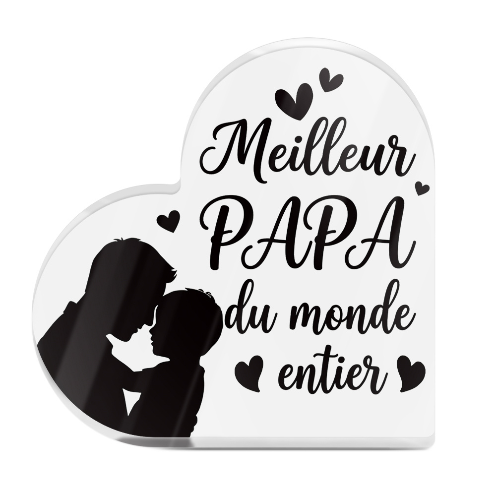TEMU Plat 2D, Plat 2D Putuo Decor 1 pièce Panneau Acrylique de Cœur avec Citations , Décoration de Table, Meilleur PAPA , Décoration de Bureau pour