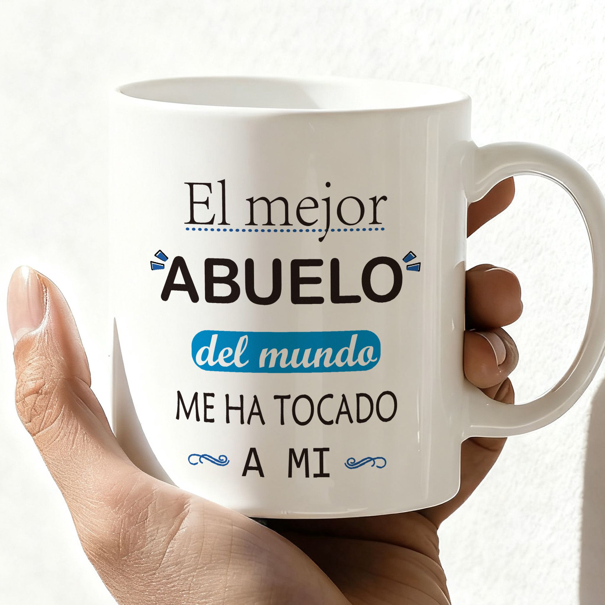 TEMU 1 taza de en español " Del Mundo" - Taza blanca cerámica para café y té de 11 oz con texto bilingüe (español/inglés), lavavajillas y microondas.