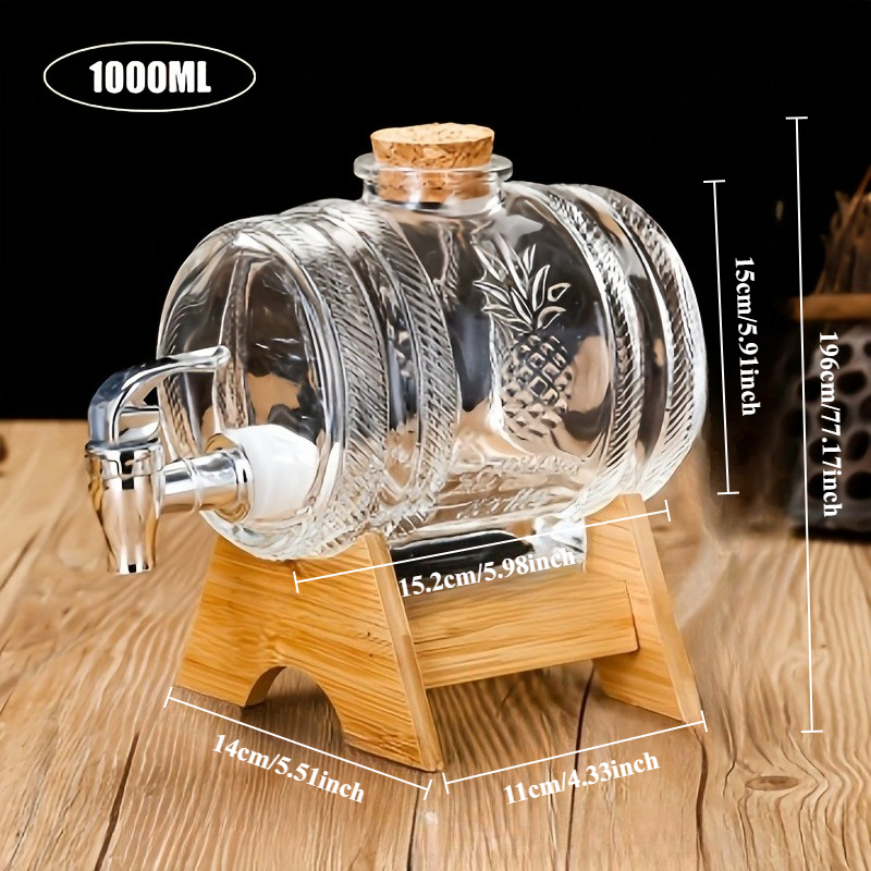 Image of A 5000ml/1000ml Thick Glass With A Spigot, Featuring An Abs Base And A Cork Stopper - Perfect For Serving Drinks At Events And Gatherings, A Beverage Dispenser For Parties