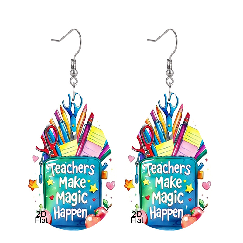 TEMU 1 Pair Colorful Pencil Case Teacher Teardrop Earrings For Women, Teachers Dangle Earrings, Lightweight Earrings, Teacher Appreciation Gift,