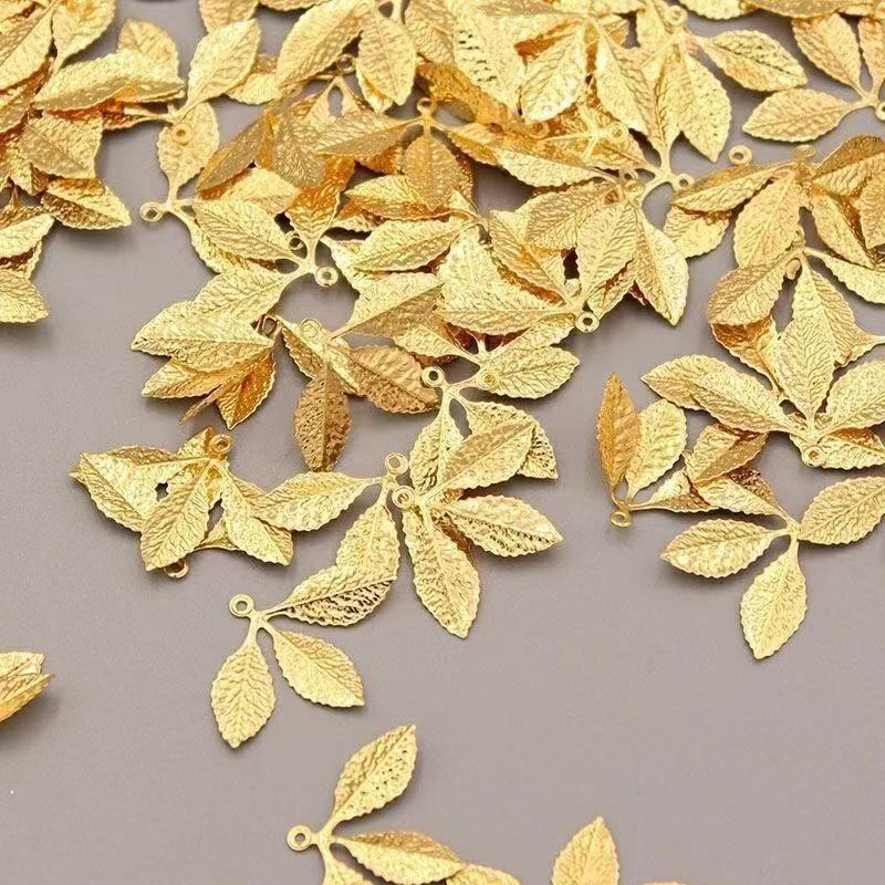 TEMU 60 pièces de décoration dorée à trois feuilles, convient pour les bijoux à , les couvre-chefs chinois, les matériaux d'épingles à cheveux de