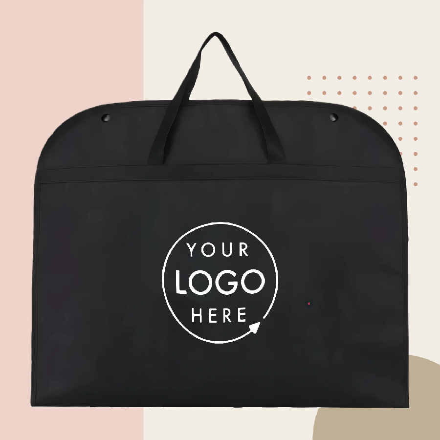 TEMU Customizable Western-style Clothing Storage Bag With Personalized Logo, Foldable Black Garment Organizer With Name Tag, Travel Accessory Bag For