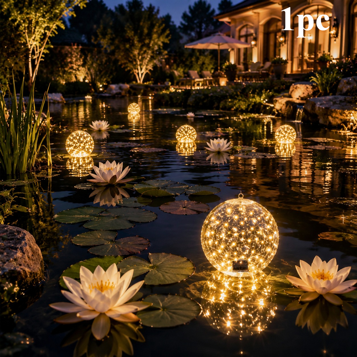 TEMU Solar-powered Inflatable Led Light Sphere, Floating Garden Decoration Moonlight Sphere With Air Pump, Inflatable Yard Decoration, Luminous