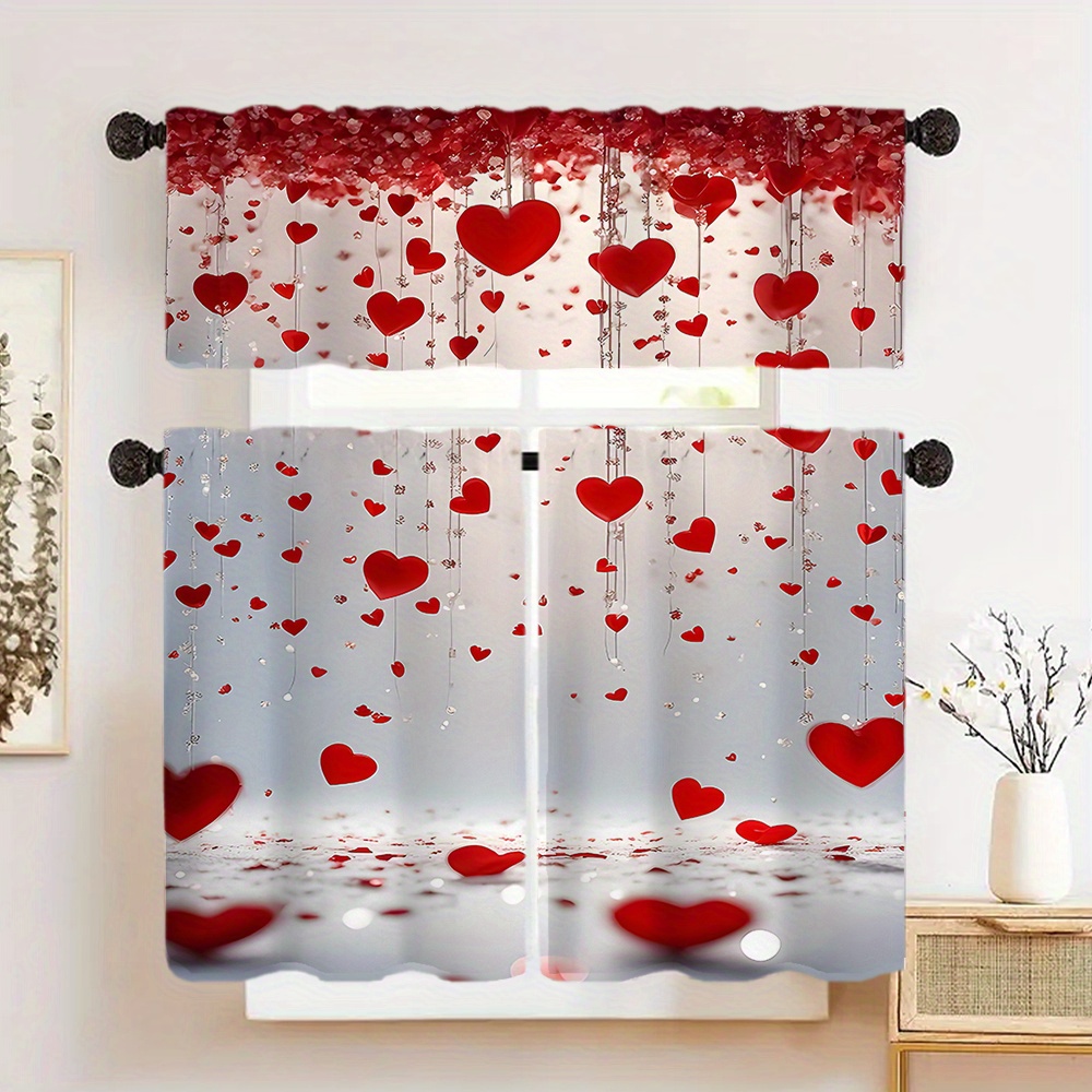 

1pc/1pair 's Day Pendant Curtain, 100% Polyester, Rod , , For , , , Bathroom, And Decor