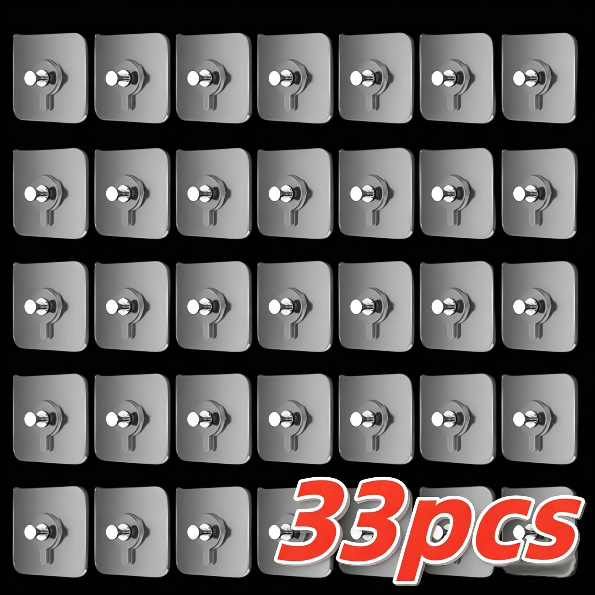 TEMU 33pcs Heavy-duty Self-adhesive Wall Hooks, No-drill No-nail Wall Hangers, Max 5kg Load, Space-saving Adhesive Picture Hanging Hooks, Damage-free