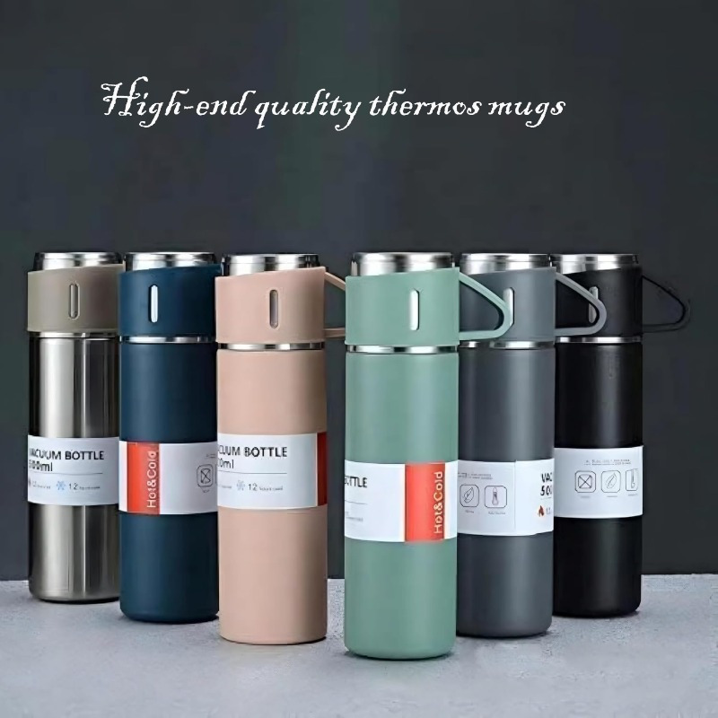 with 3 lids high end fashion stainless steel vacuum cup   500ml 16 9oz vacuum vacuum cup for coffee hot cold drinking bottles set version