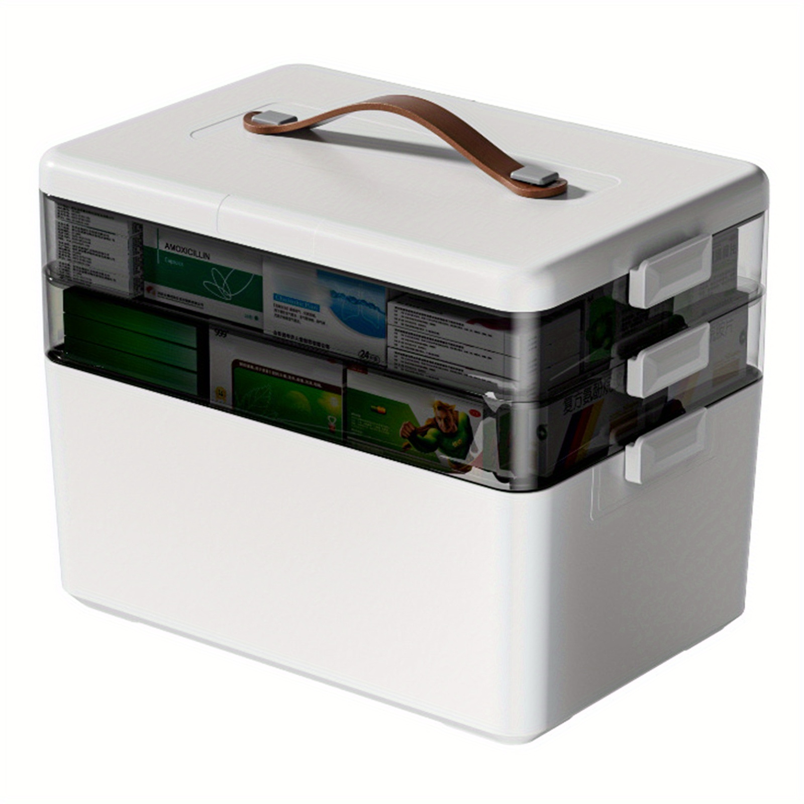TEMU Medicine Storage Organizer Box 3- Tier Storage Case For Office