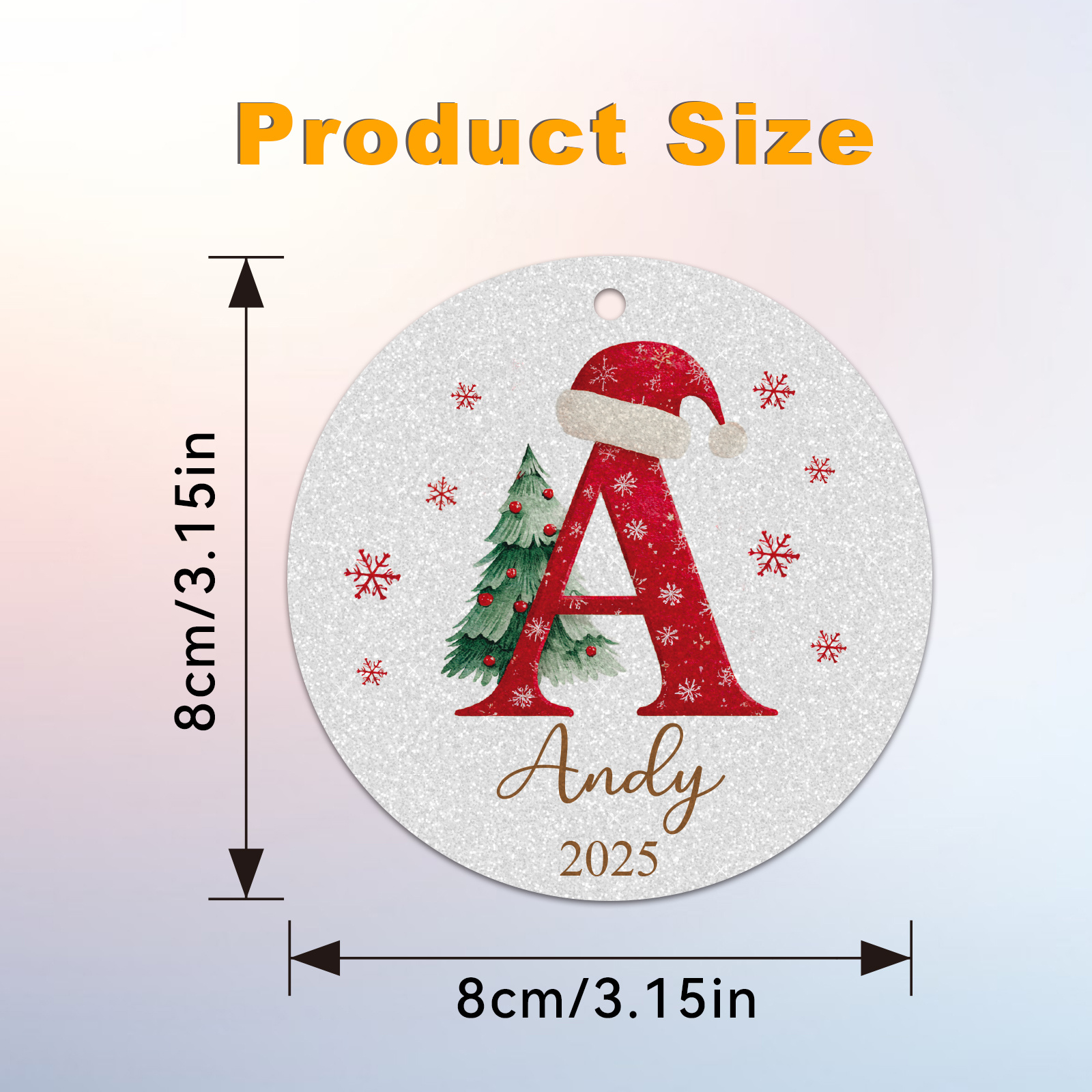 TEMU 2D Flat - 1 pz Ornamento Natalizio Personalizzato, Ciondolo Argentato A-Z, Decorazione da Appendere all'Albero di Natale, Personalizzazione 2D