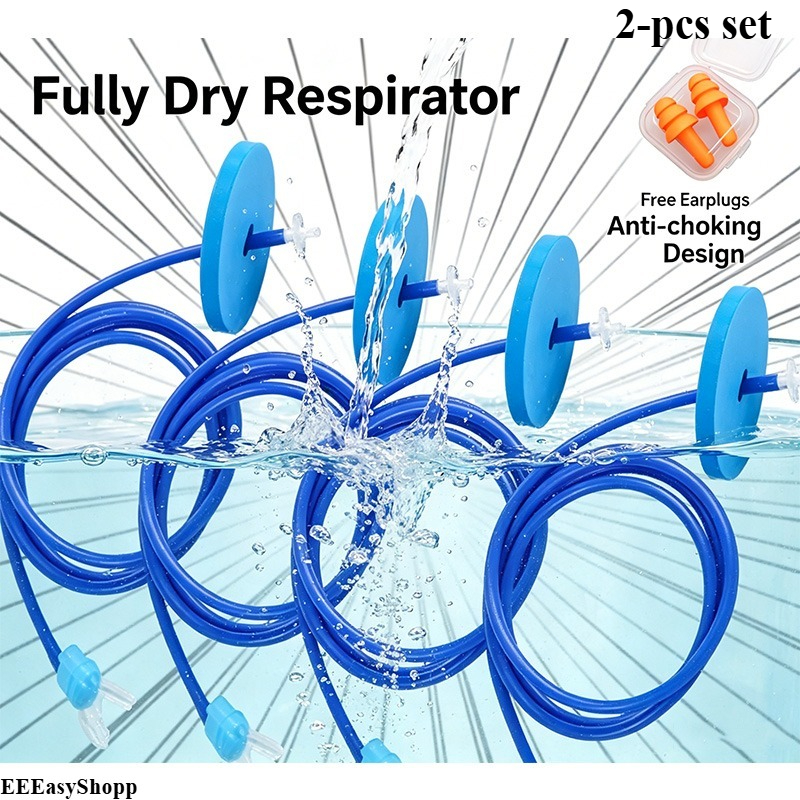 2pcs Portable Diving Auxiliary Breathing System with Ear Plugs, Silicone   with Anti-Choke, Leakproof Oxygen Supply & Double-Head Regulator for Diving Training