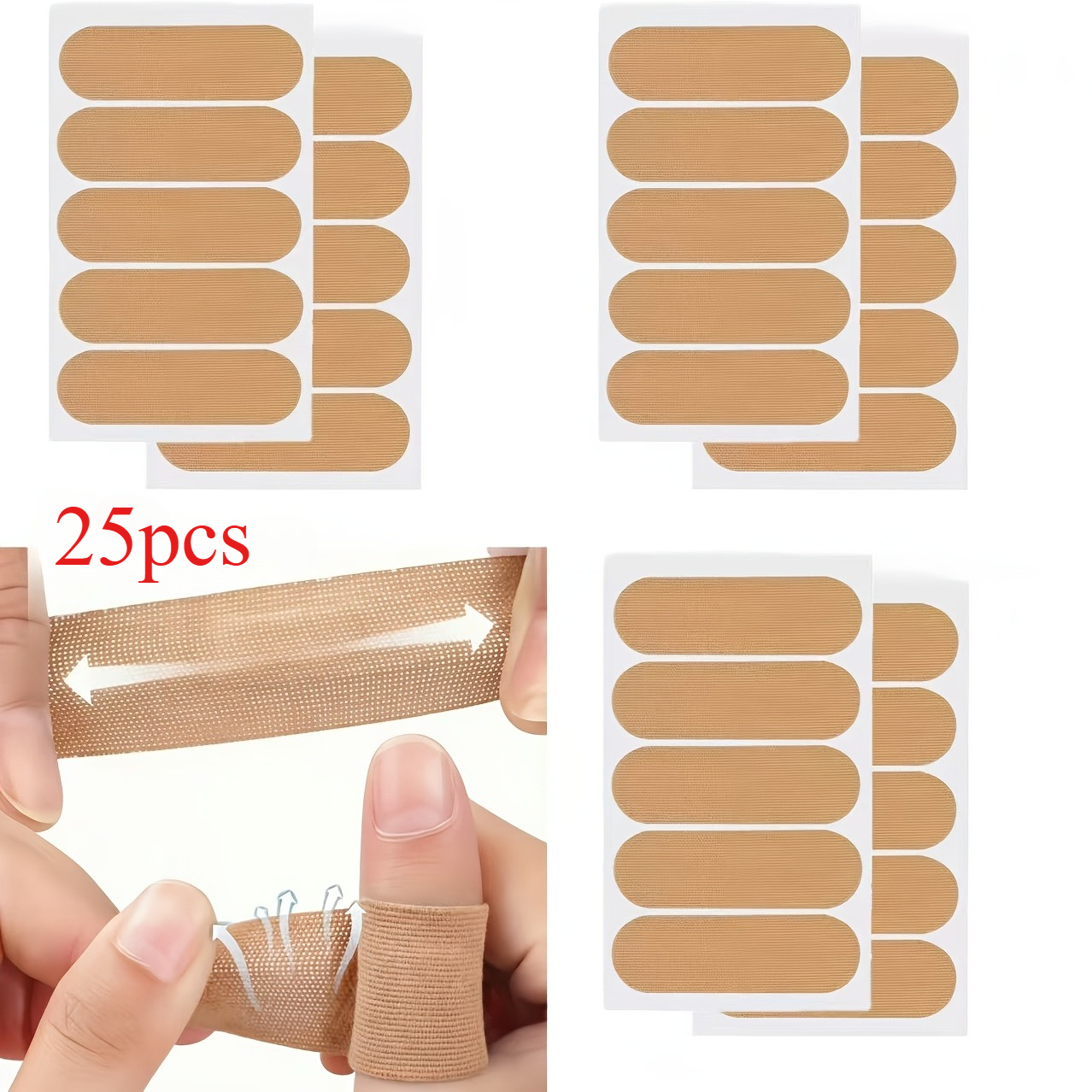 TEMU 25pcs Bande de doigt élastique nude, Support de fixation de pouce de bowling Anti- Bandage de doigt ergonomique