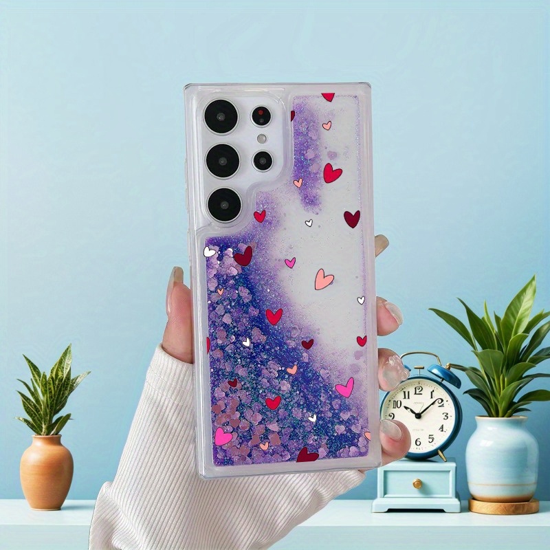 TEMU Phone Case - A Stunning Phone Case That Resembles Shimmering Ice Cream And Features A Sequin Liquid Quicksand Design, Suitable For For Models