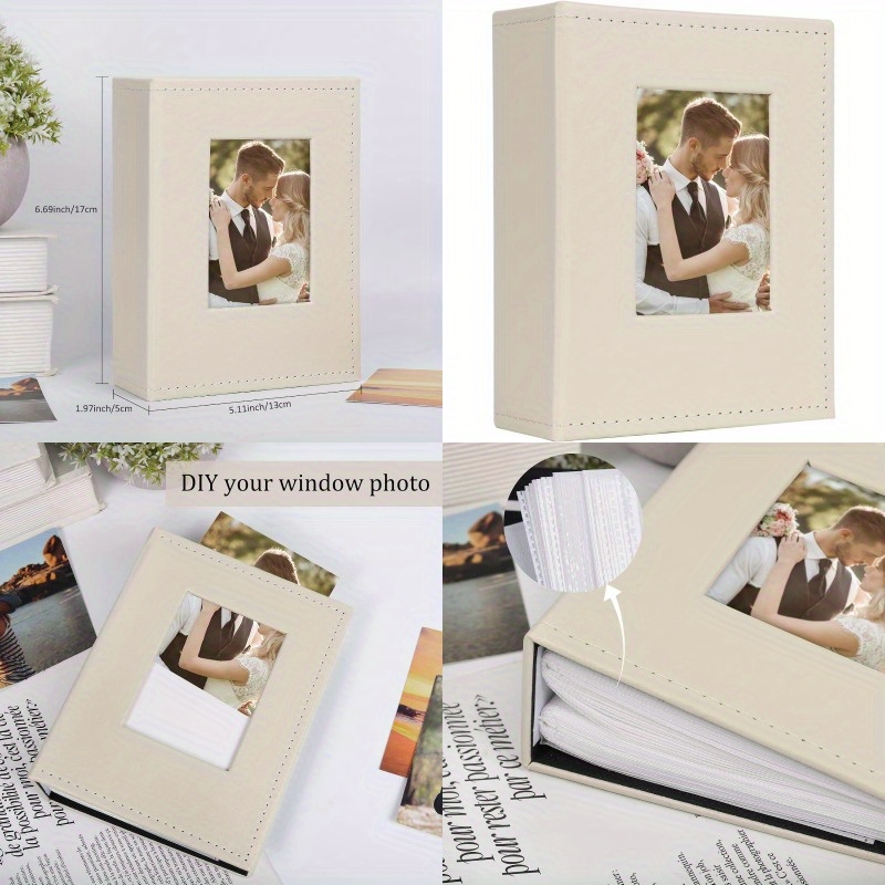 photo album 4x6 100 pockets photos button grain pu leather photo