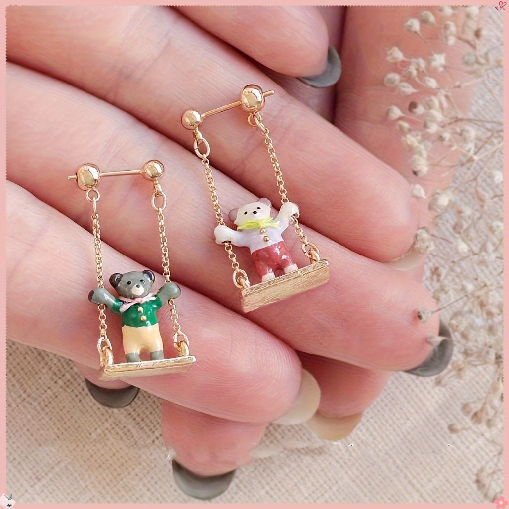 TEMU A Pair Of Cute Bear Earrings, Niche, Birthday Gift For Female Friends
