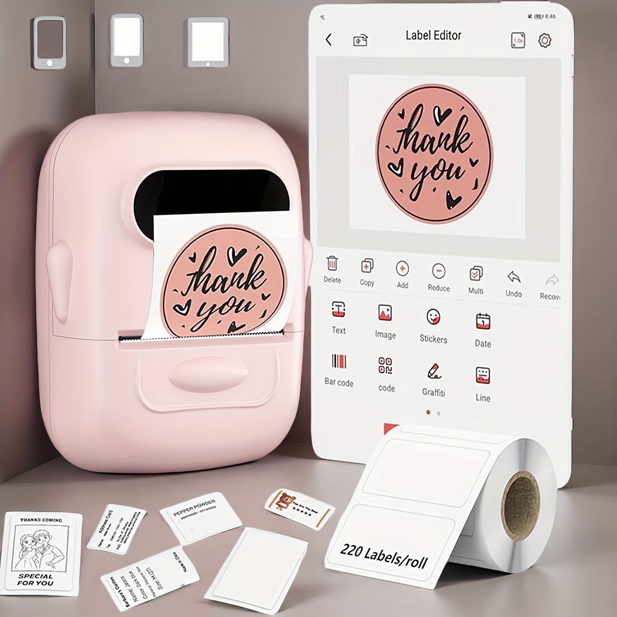 Image of Marklife Portable Thermal Label Printer, 2-inch Size, Enables Wireless Connection With Mobile Phones, Ideal For Use In Offices, Homes, Businesses, Labeling