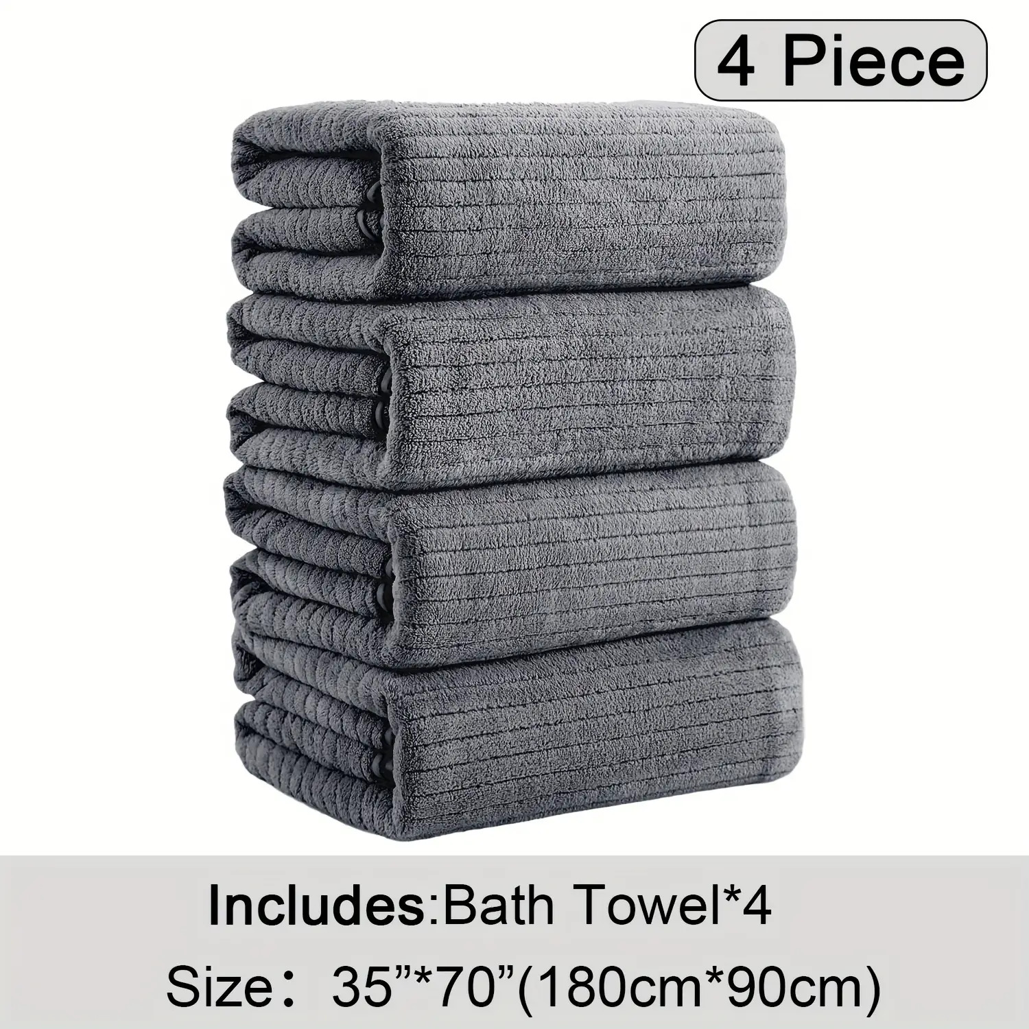 TEMU Lot de 4 Serviettes de Bain Surdimensionnées, 35x70 cm, Microfibre Absorbante, Grandes Serviettes de Bain XL, Douces, Ensemble de Serviettes de