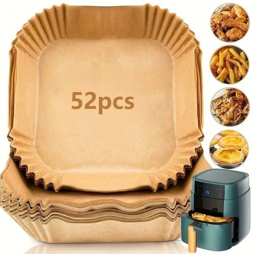 102 52pcs non stick air fryer pad disposable baking paper pad oil proof heat resistant easy to for christmas easter mothers day holiday gifts holiday cooking easy to clean material