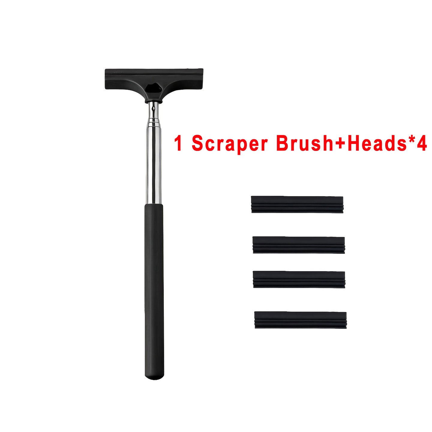 TEMU 1 Grattoir Brosse Télescopique pour Aquarium avec 4 Têtes de Brosse, Accessoire pour Aquarium en Solde, Manche Extensible en Métal, Grattoir à
