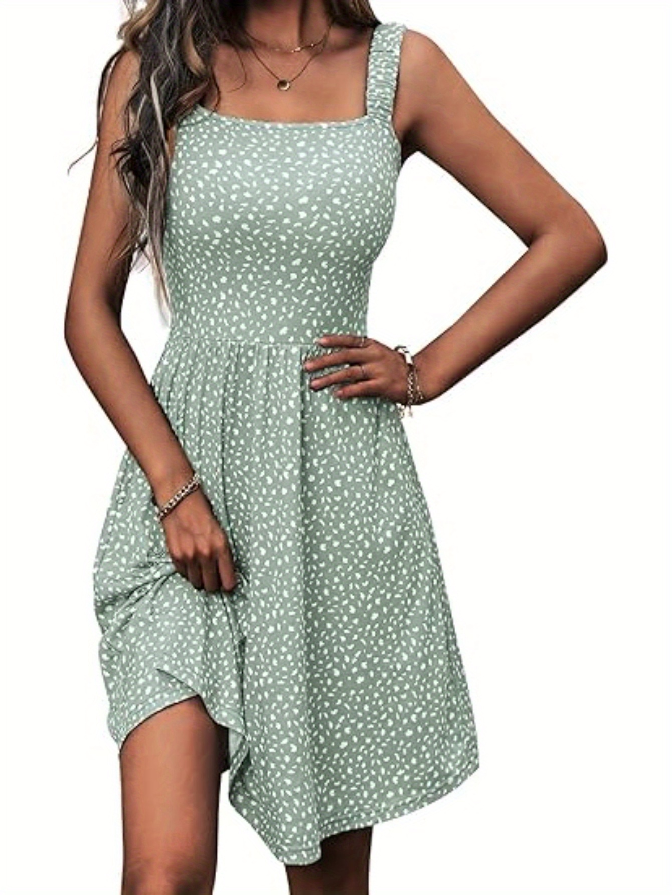 white christmas dresses Summer Slip Dresses for Women Spaghetti Strap Midi Sun Dress Cute Casu –  Belle Poque Offcial main image 0
