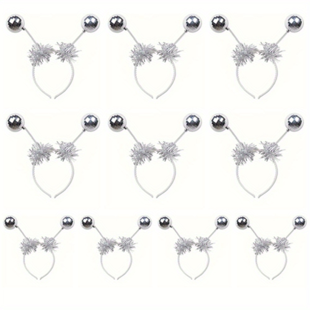 Image of 6pcs/10pcs Silvery Ball , Festive Headband With Fringe & Plastic Disco Balls, Costume Additions & Holiday Headpiece For Xmas Decoration Party Supplies Gift, Perfect For Halloween & Christmas