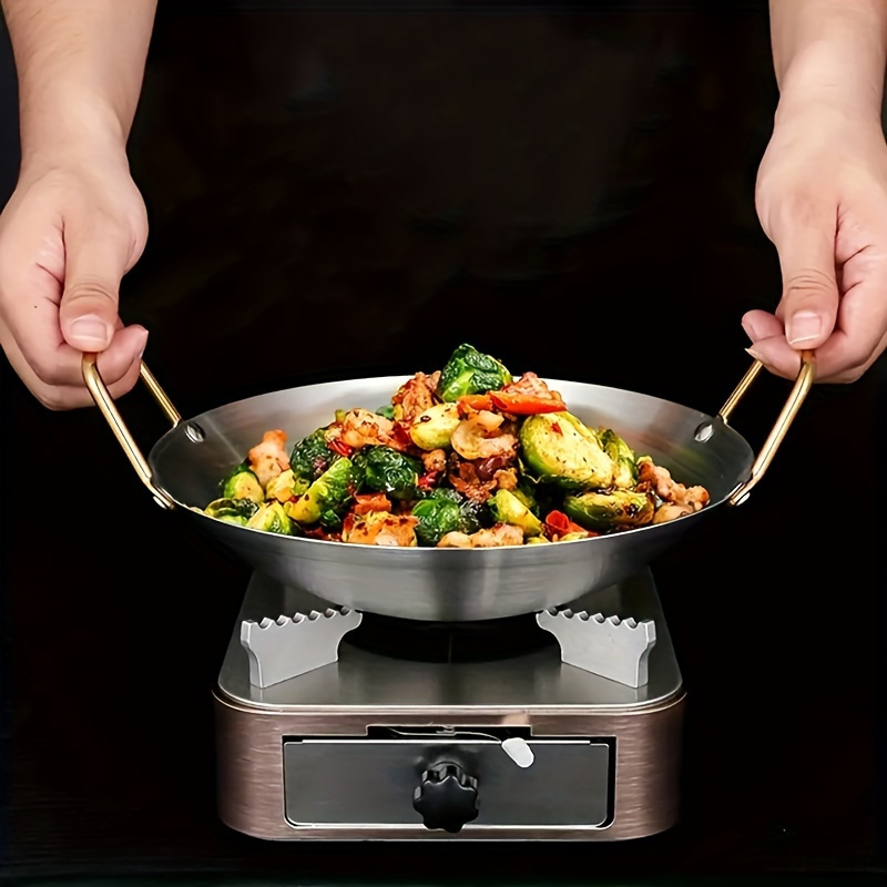 professional stainless steel wok with golden handles thickened round bottom pot for   heat distribution   durable cookware for soups     use stovetop cooking modern kitchenware premium kitchenware culinary tools 4