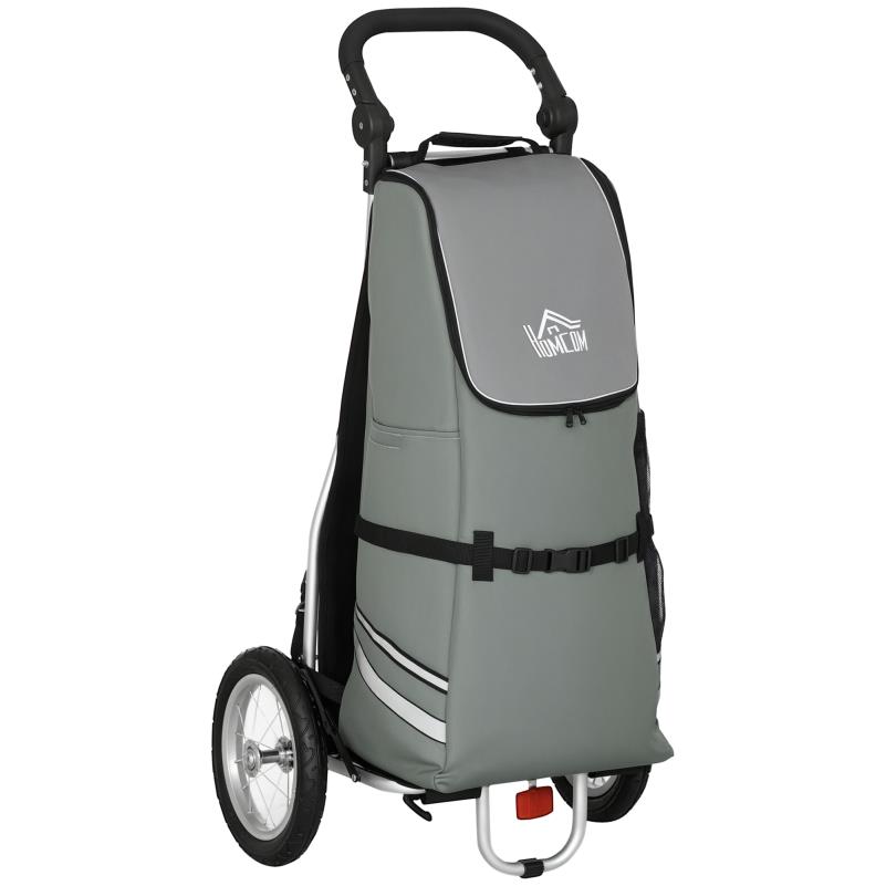 Gray Silver 3-In-1 Shopping Cart for Bikes, Measuring 53X43X110 Cm.