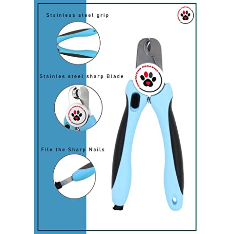 Dog Nail Clippers with Nail Filer Stainless Steel Pet Nail Clippers and Slip Resistance Trimmers for Medium and Large Dogs with Safety Guard Professional Grooming Tool for Dog Cats