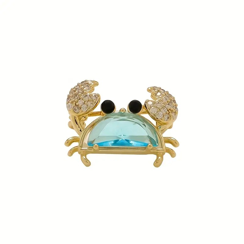 TEMU A Brooch In Of A Crab, Featuring Turquoise Blue And White Crystals With . This Crab Accessory Is Perfect For Collars And A Great Gift For Summer