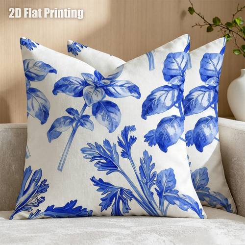 2pcs bohemian botanical cushion covers suitable for room farmhouse bedroom herb foliage pillowcases with zipper closure dutch text compatible for modern decor nature themed for new no insert 2d flat