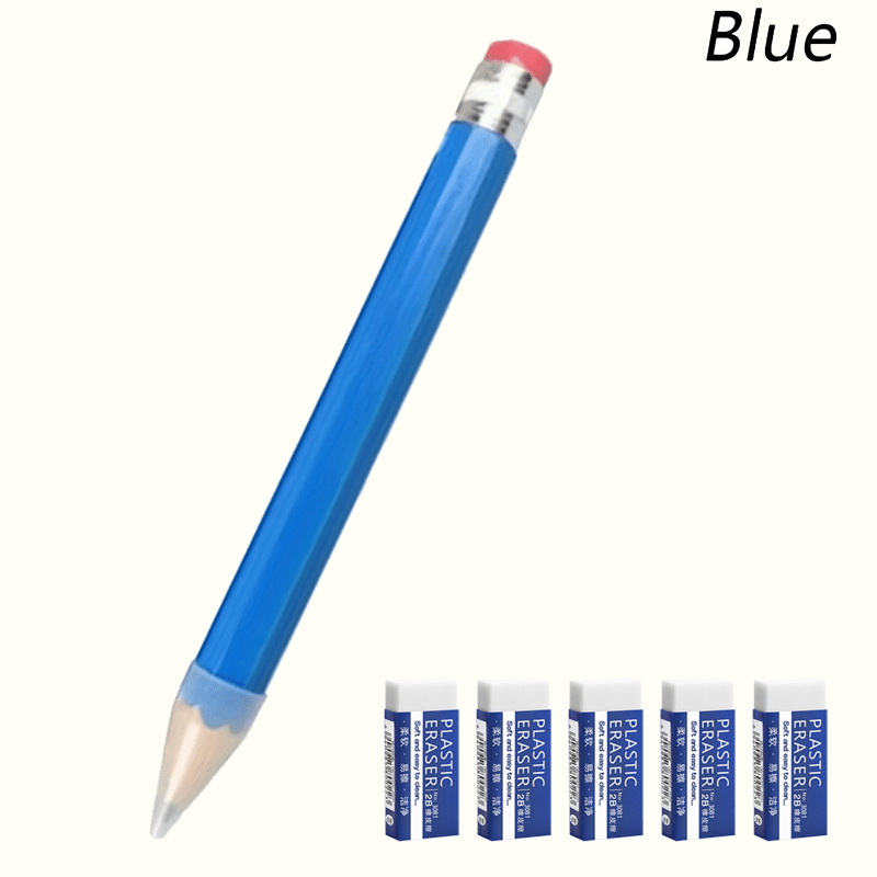 Funny Enormous Pencil with 5 Small Erasers