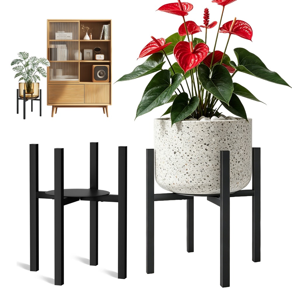 Image of 2pcs Adjustable Plant Stands 55kg Stable Durable Flower Pot Holder Multifunctional Display Rack For Balcony Terrace Veranda Outdoor Garden Daily Plant Decor Storage