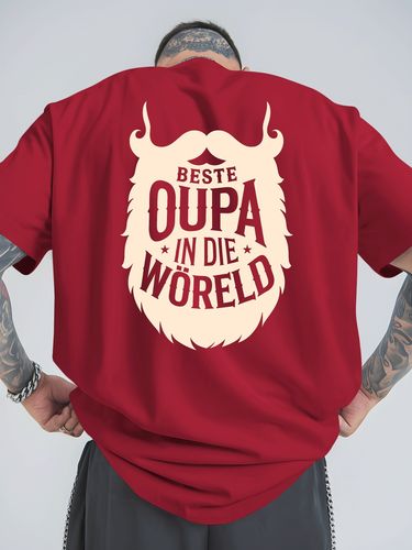 Camiseta para hombre "El mejor abuelo del mundo" - Prenda superior casual de verano transpirable de manga corta y cuello redondo con estampado temático de abuelo, adecuada para deportes al aire libre y atuendo casual, camiseta de capa base lavable a máquina para adolescentes y hombres