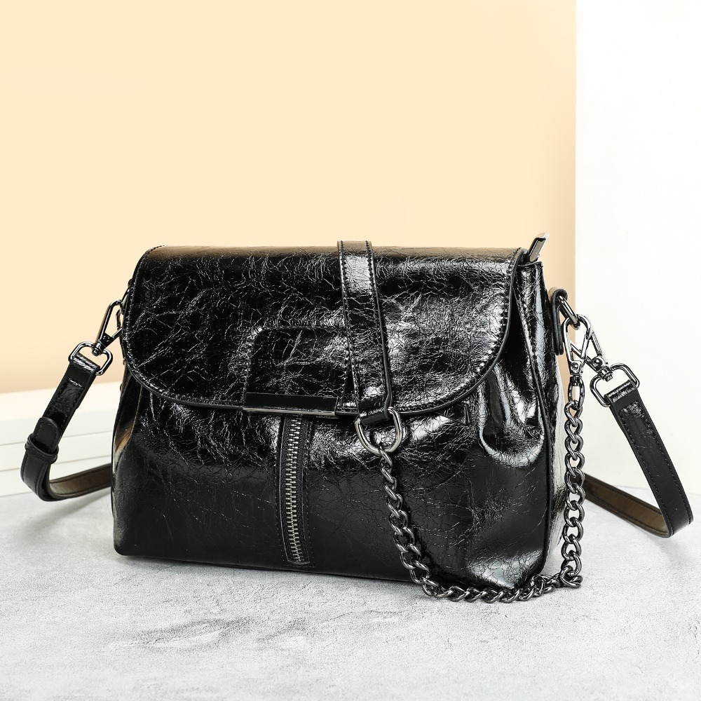 Image of Women's Genuine Leather Crossbody Bag With Top-grain Headpiece - Genuine Leather Shoulder Purse Suitable For Daily Commuting, Travel &, Zipper Closure, /, Elegant Minimalist For Commuter And